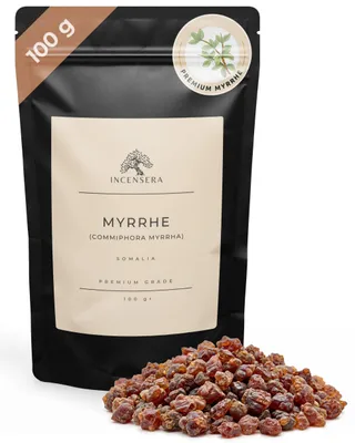 Produktbild von Incensera Myrrhe zum Räuchern, 100 gr, Baumharz, Myrre, Harz, Räucherharz, Räucherwerk, Myrrhe Kaufen, Harz Räuchern, Harze zum Räuchern