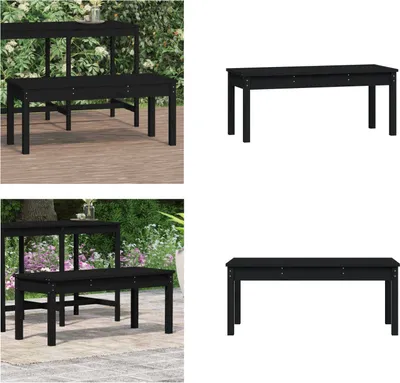 Obrázek produktu pro vidaXL Zahradní lavice černá 109x44x45 cm z masivního borovicového dřeva - Zahradní lavice - Zahradní lavice - Venkovní lavice