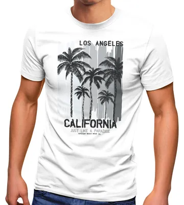 Produktbild von Neverless® Herren T-Shirt Los Angeles California USA Sommer Bedruckt Aufdruck Print Surfing Fashion Streetstyle weiß XL