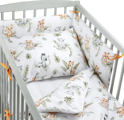 Produktbild von Pepi 4-teiliges Bettwäsche-Set für Babybett 60_120 mit Spannbettlaken und Seitenschutz Afrimals