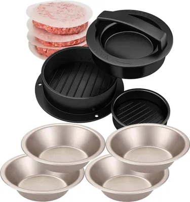 Obrázok produktu pre CANDeal Sada na výrobu hamburgerov, 4 balenia foriem na chlieb, lis na plnené hamburgery 3 v 1, sada na výrobu plnených hamburgerov s nepriľnavým povrchom a 100 bezplatnými hamburgerovými plackami, lis na hamburgery