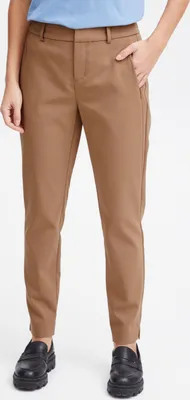 Image de Pantalon en tissu pour femme Fransa FRVita, avec poches zippées et passants de ceinture, en coton mélangé, coupe slim