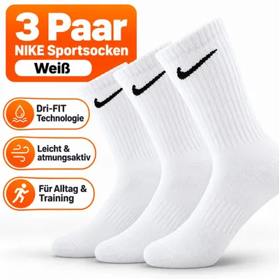 Produktbild von Nike Herren Uni U Nk Everyday Ltwt 3pr Crew trainingssocken 3 Paar, Weiß
