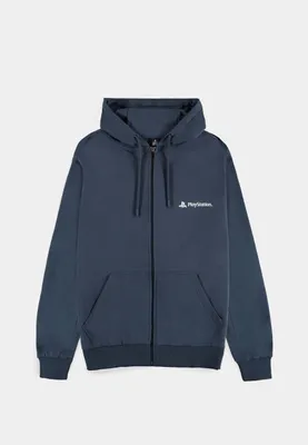 Image de PlayStation - Sweat à capuche zippé pour homme avec logo bleu marine
