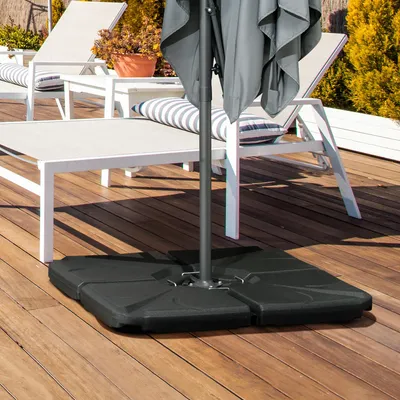 Produktbild von Beschwerungsplatten Ampelschirm 4er-Set, Sonnenschirmgewichte befüllbar, HDPE-Kunststoff, Schwarz | 103 × 103 × 8,3 cm | bis 84 kg | ohne Kreuzbasis