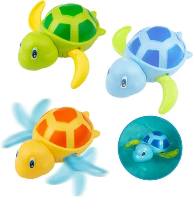 Produktbild von 3-teiliges Badspielzeug Set, Schwimmende Schildkröte, Bunte Badspielzeuge, Für Kleinkinder, Hochwertiges