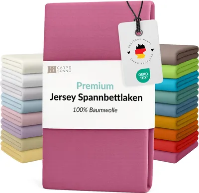 Produktbild von Mako Jersey Spannbettlaken 90x200 - 100x200 aus 100% Baumwolle Bettlaken Pink