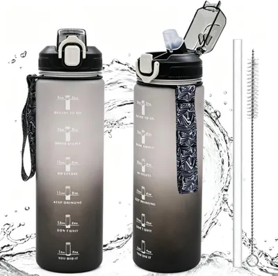 Productafbeelding van Sportfles, 1 liter, lekvrij, met tijdmarkering, geschikt voor fitness
