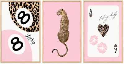 Image de Ensemble de 3 posters à motifs léopard, dimensions 20x30 cm, pour décoration murale