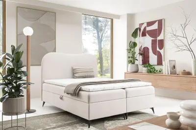 Produktbild von Boxspringbett Schlafzimmerbett BLAIR PREMIUM 160x200cm Stoff Now or Never Weiß