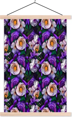 Produktbild von MuchoWow® Textilposter Blumen - Anemone - Rose 120x180 cm mit holzfarbenen Rahmen - Textil-Plakat