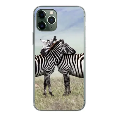 Produktbild von MuchoWow® Handyhülle Schutzhülle Hülle für iPhone 11 Pro Zebras - Gras - Schwarz - Weiß Silikon Softcase Handy Hülle - Handy