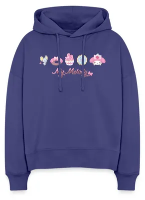 Produktbild von Spreadshirt My Melody Mit Flat Und Gebäckstücken Frauen Boxy Organic Hoodie, L, Dämmerung
