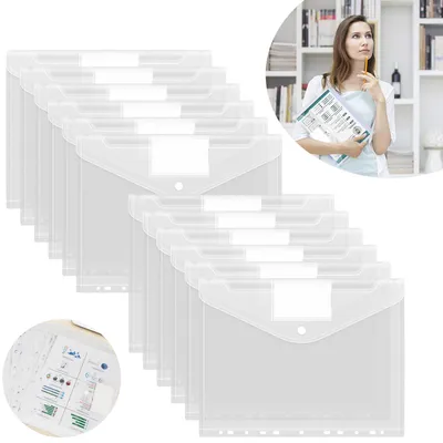 Produktbild von 12 Pack Dokumententasche, A4 Transparent Dokumentenmappe, Dokumenten für Dokumente Organisiere