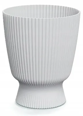 Produktbild von Runder Kunststoff-Blumentopf geriffelt, Weiß, 22 cm, für Innen & Außen