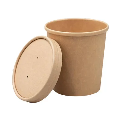 Produktbild von 25x Suppenbehälter Suppenbecher inkl. Deckel aus Kraftpapier 400ml