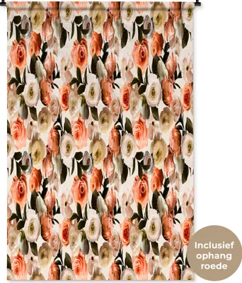 Produktbild von MuchoWow® Wandteppich Wandbehang Blumen - Rosen - Farben 120x180 cm Tapisserie Dekoration Wandtuch - Schlafzimmer - Dekorationen für das Haus
