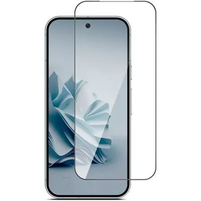 A screen protector is shown placed over a smartphone screen.