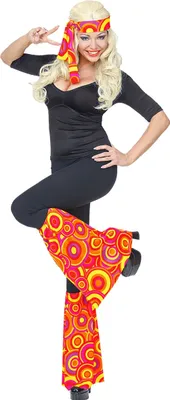 Produktbild von Kostüm Set Stirnband und Stulpen - Hippie Verkleidung 70er Jahre - Unterschiedliche Muster Bubbels Orange