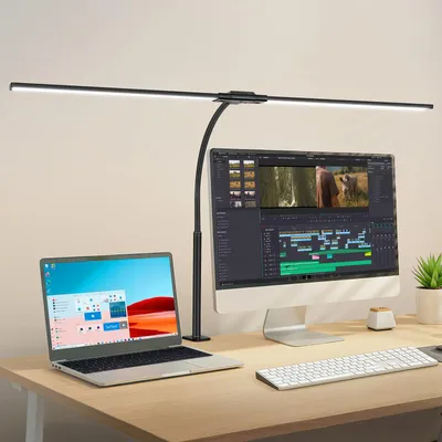 Zdjęcie produktu dla Lampa biurkowa LED, 85,5 cm, podwójna głowica – 1600 lumenów, sterowanie dotykowe