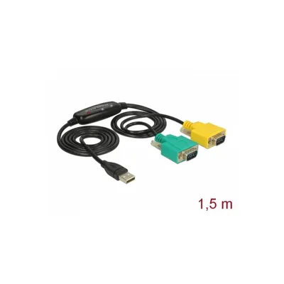 Produktbild von DeLOCK 63466, Schwarz, Grün, Gelb, 1,5 m, USB Typ-A, DB-9, Männlich, Männlich
