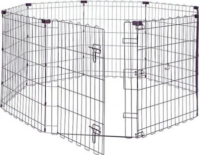 Zdjęcie produktu dla Składana klatka dla zwierząt w kolorze czarnym – ośmiokątna – kwadratowa i prostokątna – wysokość 76,2 cm z drzwiami