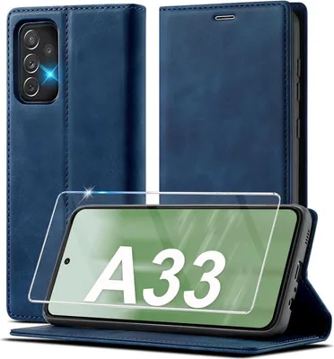 Image de Samsung Galaxy A33 5G Housse cuir Flip Wallet avec protection bleue
