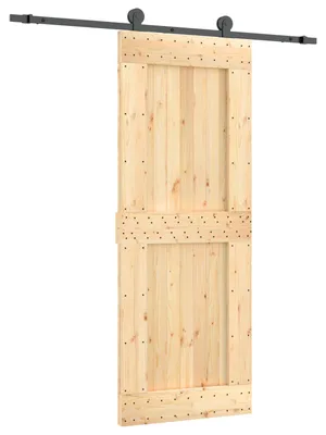 Productafbeelding van vidaXL Schuifdeur, natuurlijke kleur en zwart, 80 x 210 cm, massief eikenhout