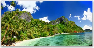 Produktbild von Glasbilder 120x60 Wandbild Druck auf Glas Strand Gebirge Landschaft