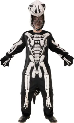 Produktbild von O5524-152 schwarz-weiß Kinder T-Rex Skelett Halloween Kostüm Gr.152