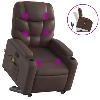 Produktbild von Massagesessel mit Aufstehhilfe Braun Kunstleder