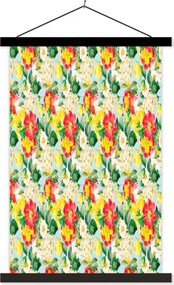 Produktbild von MuchoWow® Textilposter Blumen - Rosen - Farben - Muster 40x60 cm mit schwarzem Rahmen - Wanddekorationen