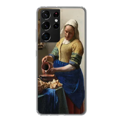 Produktbild von MuchoWow® Handyhülle Schutzhülle Hülle für Samsung Galaxy S21 Ultra Das Milchmädchen - Gemälde von Johannes Vermeer Silikon Softcase Handy Hülle - Mobiltelefon