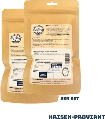 Produktbild von Krisen-Proviant - 2er-Set Gulasch (vegan) Paprikasosse Notvorrat 5 Jahre haltbar