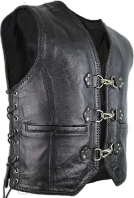 Produktbild von Herren Biker Lederweste Kutte chopper Weste Clubweste Rockerweste Schnalle (L)