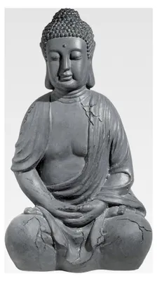 Produktbild von Großer Buddha 50 cm Steinoptik Garten Deko Figur Skulptur Feng Shui sitzend