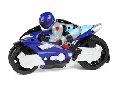 Produktbild von SPIELZEUGMOTORRAD mit Fahrer und Abschuss bis zu 10 Meter Turbo Racers Shooter Spielzeug Motorrad Rennmotorrad 50 (Blau)