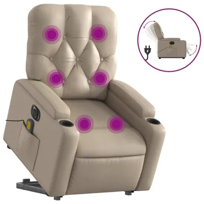 Produktbild von Massagesessel mit Aufstehhilfe Elektrisch Cappuccino Kunstleder