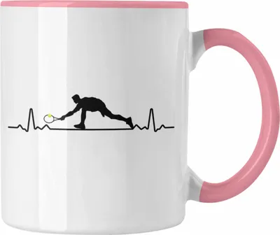 Produktbild von Trendation - Tennis Herzschlag Geschenk Trainer Coach Tennisspieler Geschenkidee Kaffeetasse (Rosa)