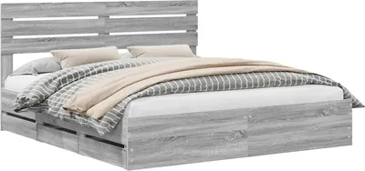 Image de vidaXL Cadre de lit gris Sonoma 180 x 200 cm Bois d'ingénierie