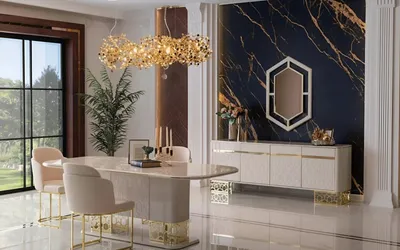 Produktbild von Moderne Esszimmer Garnitur mit Esstisch Stuehle Konsole