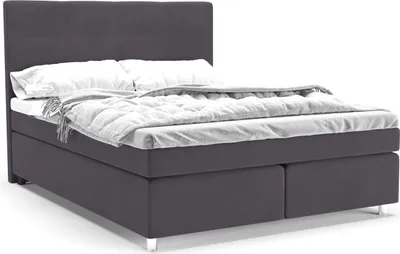 Produktbild von Panda Möbel - Clark Boxspringbett kontinentales Doppelbett mit hochwertiger Matratze und Topper - komfortabel, modern, stilvoll - 160x200 cm, grau