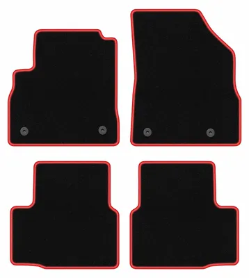Image de Tapis de sol en moquette noir/rouge pour Opel Astra K 2015- 4 pièces