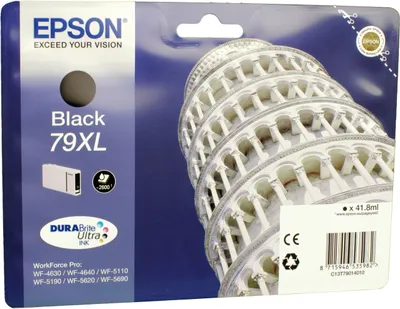 Produktbild von Epson Tower of Pisa Tintenpatrone 79XL Black, Hohe (XL-) Ausbeute, Schwarz, Tinte auf Pigmentbasis, 1 Stück(e)