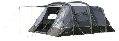 Produktbild von Campout 6-Personen Familienzelt Aufblasbares Tunnelzelt – 5000 mm Wassersäule – 2 Schlafkabinen – 19 m² – 15 Min Aufbauzeit – Inkl. Pumpe & Vordach