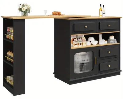 Immagine prodotto di Tavolo da bar – Tavolo da lavoro – Tavolo da cucina – Estendibile, da 125 a 181 cm, con spazio contenitivo