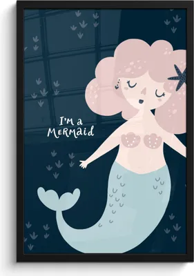 Produktbild von MuchoWow® MuchoWow® Gerahmtes Poster Meerjungfrau - Zitat - Kind - Rosa - Mädchen - Baby 40x60 cm - Poster mit zchwarzem Bilderrahmen - Papierdruck - Wandbilder