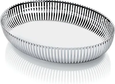Image de Plat de service ovale en acier inoxydable, de qualité 18/10, finition polie miroir.