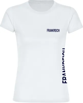 Produktbild von multifanshop Damen T-Shirt - Frankreich - Brust & Seite, weiß, Größe 3XL