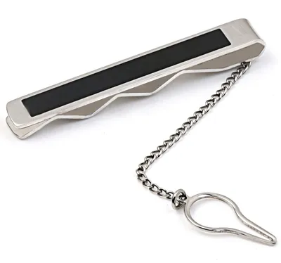 Produktbild von DonDon® Herren Krawattenklammer Krawattennadel – silber schwarz